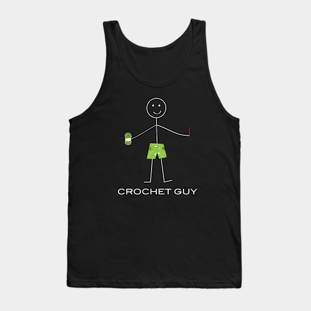 Funny Mens Crochet Guy Illustration Tank Top by whyitsme